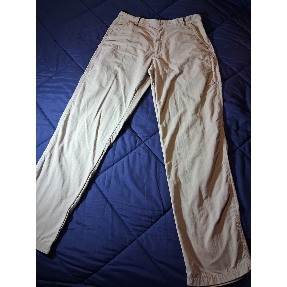 REI Sahara Mens 34x34 Tan Khaki Nylon Hiking Pants UPF 50+ Straight Leg Outdoor